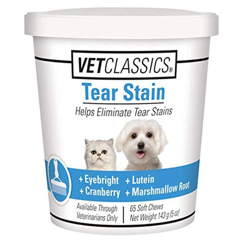 Vet Classics Tear Stain Supplements for Dogs Cats – Helps to Prevent and Eliminate Tear Stains for Dog Cat Breeds – Pet Supplement Pet Immune Support – 65 Soft Chews