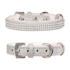 PETZC Dog CollarCat CollarSparkling Rhinestones Dog Collars Adjustable Pet Collars for Puppy Kitten Small Medium Dogs&Cats (S Silver)