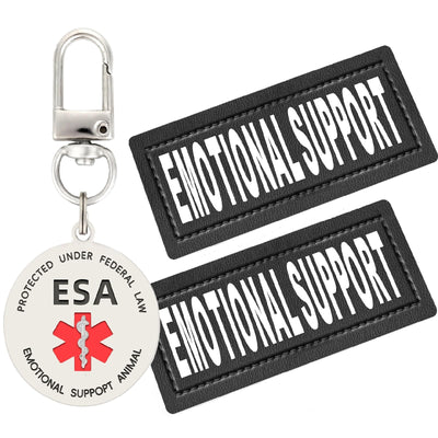 MYDEERYOO Emotional Support Dog Patches ESA Dog ID Tags Emotional Support Animal Double Side Engraved Protected Under Federal Law with Medical Alert Symbol Easily Attach to Dog Collar Harness (S)