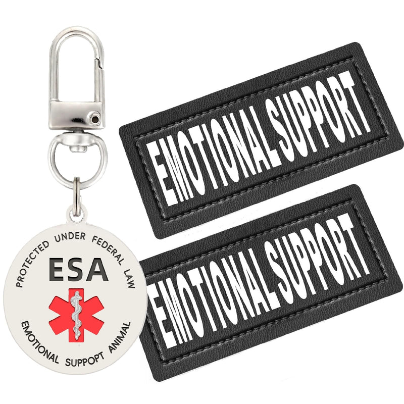 MYDEERYOO Emotional Support Dog Patches ESA Dog ID Tags Emotional Support Animal Double Side Engraved Protected Under Federal Law with Medical Alert Symbol Easily Attach to Dog Collar Harness (S)